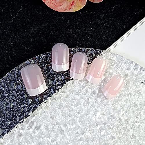 Ice transparentni francuski lažni nokti Full Cover kratka kvadratna presa na noktima sa ljepilom za žene