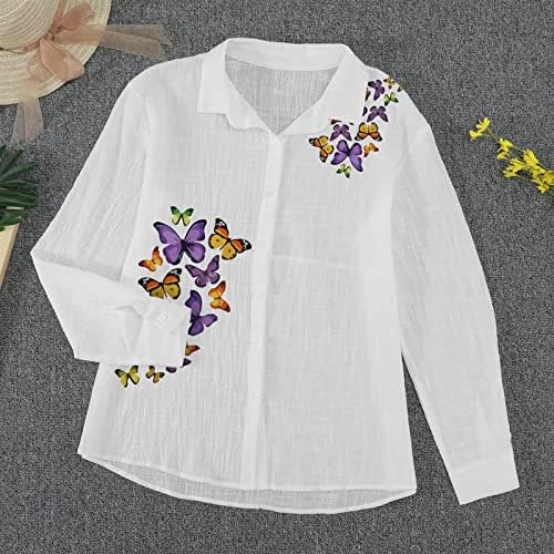 Ljetni casual vrhovi za žene košulje za ovratnike Slatke ispisane bluze s dugim rukavima 2023 modna odjeća