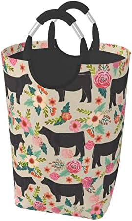 Pink Flower Show Steer krave goveda 50L kvadratna torba za odlaganje prljave odjeće sklopiva / sa ručkom