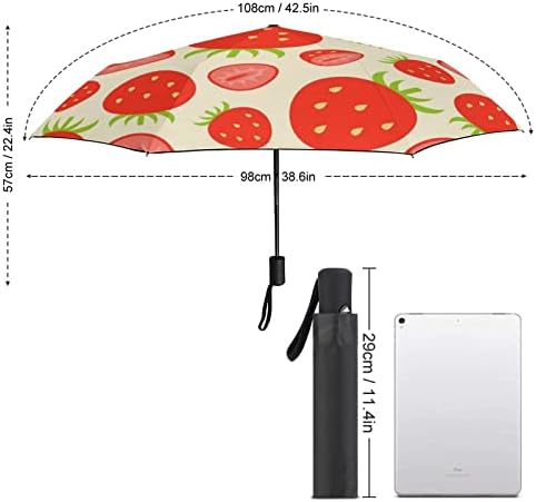 Strawberries uzorak 3 nabora putovati kišobran protiv UV zračenja vjetrootporni suncobrani modni auto otvoreni