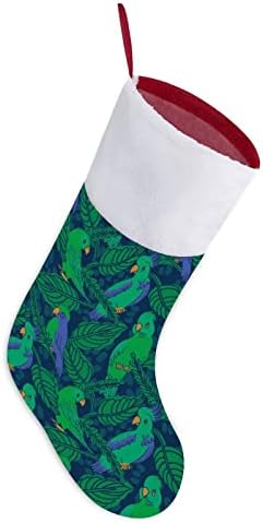 Kockatoo i lišće u plavoj i zelenoj božićnoj čarapa Božićne čarape torbice Porodični Xmas Dekor