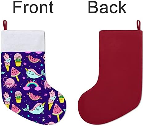 Narwhali i sladoled personalizirani božićni čarapa Početna Xmas Tree Kamin Viseći ukrasi