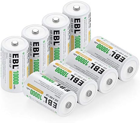 EBL pakovanje od 8 10000mah Ni-MH d ćelija punjive baterije, futrola za baterije uključena