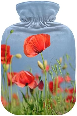 Flaše za toplu vodu sa poklopcem crveni mak cvijet vreća za toplu vodu za ublažavanje bolova, toplo hladno