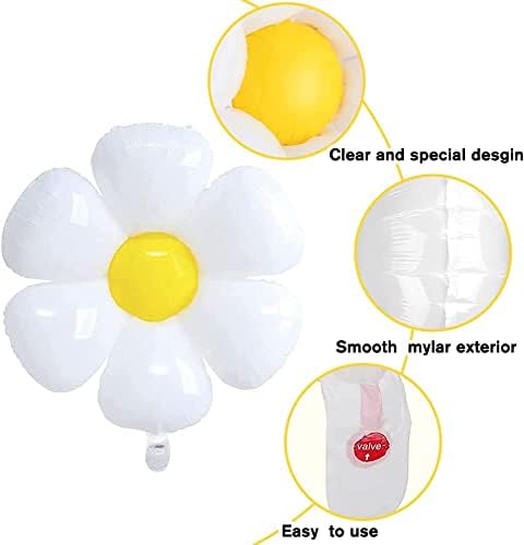 YUJUN 11kom baloni od tratinčice, ogromni bijeli cvijet folija od tratinčice Mylar Baloni za Baby Shower