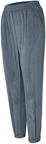 Miashui ženske casual pantalone sa džepovima dame dame jesen i zimski stil čipke džepne alate duge solidne