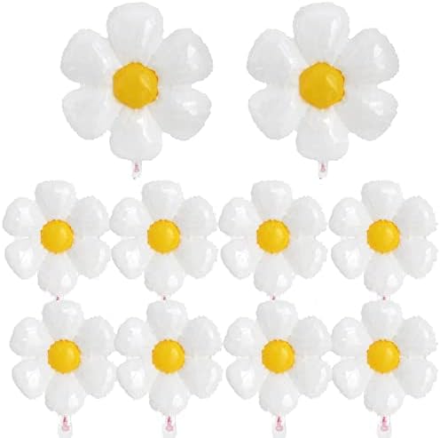 10 komada Daisy Mylar baloni bijeli Daisy folija baloni ukrasi za Daisy Party, rođendan, Baby Shower, vjenčanje