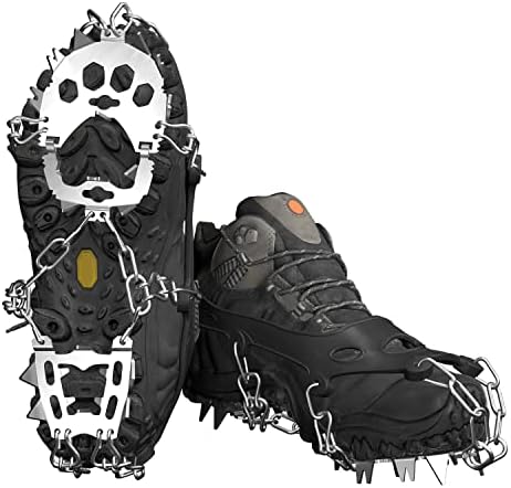 Voroar Crampons ICE CLEATS vuče za planinarske čizme i obuću, šiljci za cipele za muškarce Žene Djeca, Anti-hrđa, Sigurna zaštita za hodanje po ledu, snijega i blatu