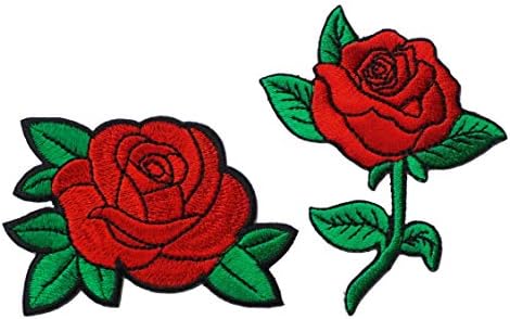 Crvena ruža Slatko vezeno željezo na patch valentinovo Applique crtica Cartoon Slatka ukras Jean Jacket