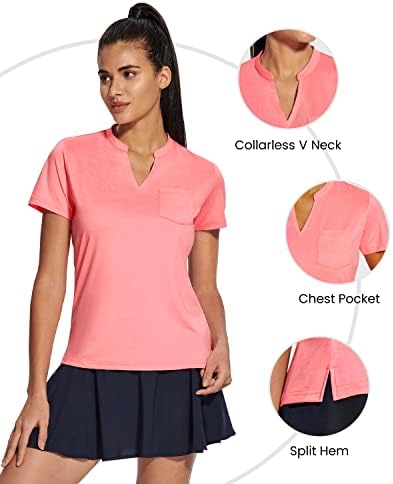 Rivallay ženske golf polo majice bez obzira na vrat upf 50+ Brzi suhi kratki rukav tenis trčanje majice