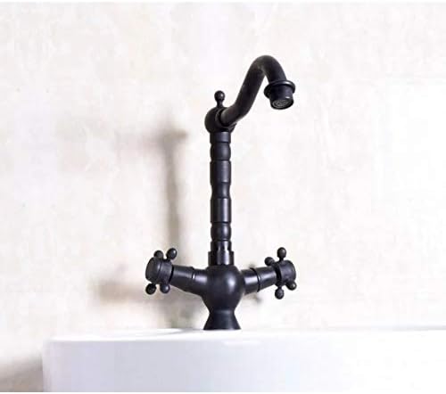 Dvije križne ručke Crno ulje ulje mesingano jedno rupa okretna snaga kuhinjskog sudopca kupatilo u slivu