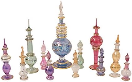 CraftSofegypt Egipcijski parfemski boca mix kolekcija set od 12 ručnih pušenih ukrasnih pirex staklenih