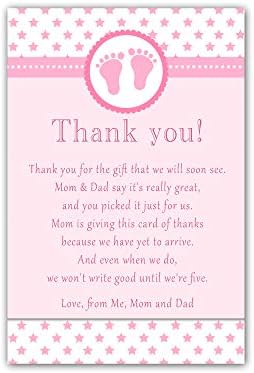 30 hvala kartice djevojka beba tuš roze zvijezde i footprints photo paper