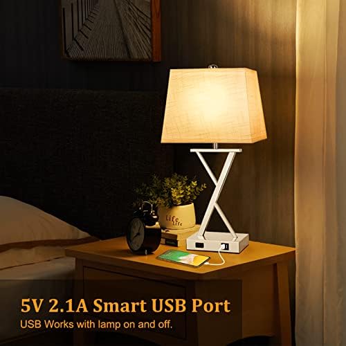 Dott Arts Set od 2 lampe za kontrolu dodira, 3-smjerna stolna lampa sa mogućnošću zatamnjivanja sa USB portovima,
