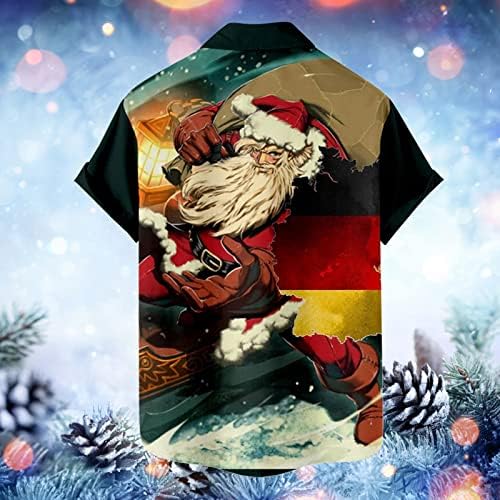 Ubst božićne majice za muške, smiješne 3D Xmas Santa Claus tiskani vrhovi kratkih rukava dolje Kućna zabava