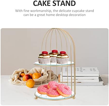 Housoutil 2-slojni stalci za torte sa kavezom za ptice, metalna posuda za prikaz deserta, stalak za Cupcake