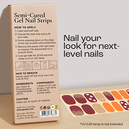 Gya Labs set naljepnica za nokte-dugotrajni nokti za žene - Polusušene gel trake za nokte - naljepnice za nokte za Nail Art Kit / uzorak Terrazzo & sezonska jesen