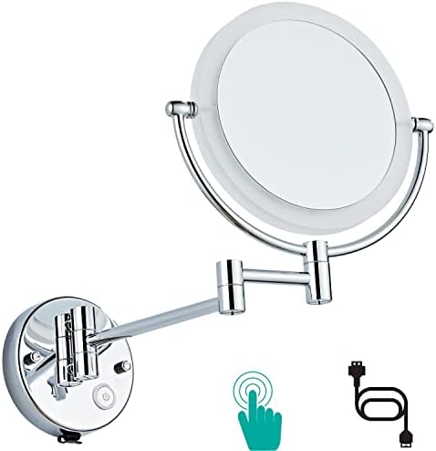 Zidno ogledalo za šminkanje sa uvećanjem 10X, 8-inčno dvostrano ogledalo za uvećanje ispraznosti sa Led