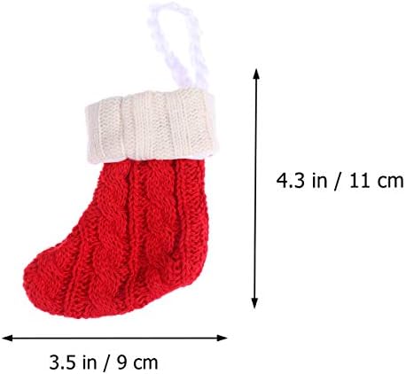 NUOBESTY 6pcs Božićne čarape držač posuđa pletenje čarapa srebrni džep poklon torba torbica visi Ornament
