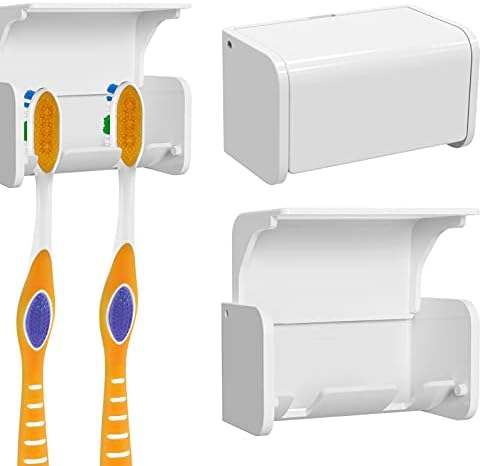 LUEXBOX ZID Zidni nosač za zube montiran s poklopcem za kupaonicu, 2 slota Organizator za čavku za zube