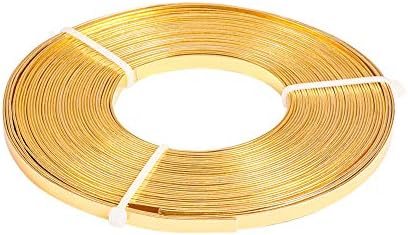Fashewelry 32.8 Ft 5mm Aluminijumska ravna žica Zlatna savitljiva metalna zanatska žičana traka za oblikovanje