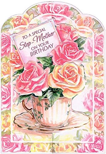 Dizajner Pozdrav roze, narandžaste i žute cvijeće u čaj kup Die rez Tri puta rođendansku čestitku za korak-majka