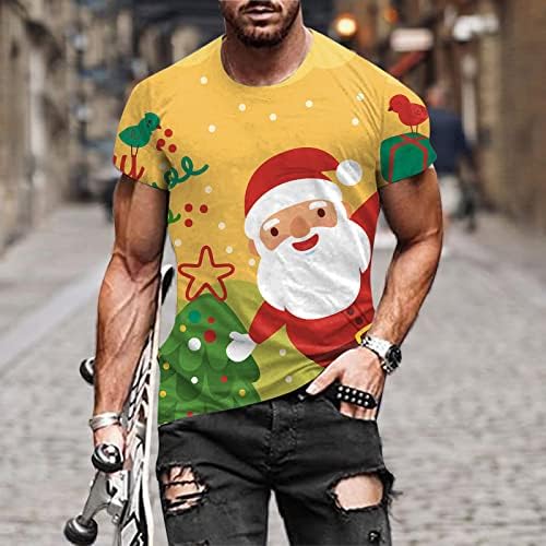 Wybaxz božićne majice za muške muškarče jesenski zimski, casual kratki rukav božićni 3d tiskani t majica