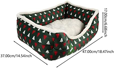 Nuobesty Christmas kućni ljubimac krevet okrugli grb gnezda špilja za kuhanje sa božićnim drvećem uzorak