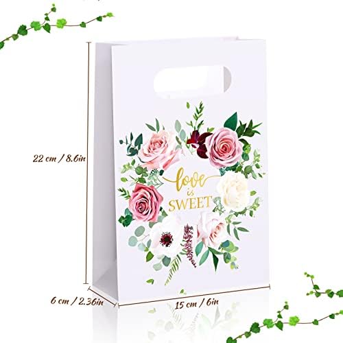 Marspark Wedding Favor Bags Love Is Sweet Bags Floral Gift Bags Wedding Treat Bags With Handled Desert Bags