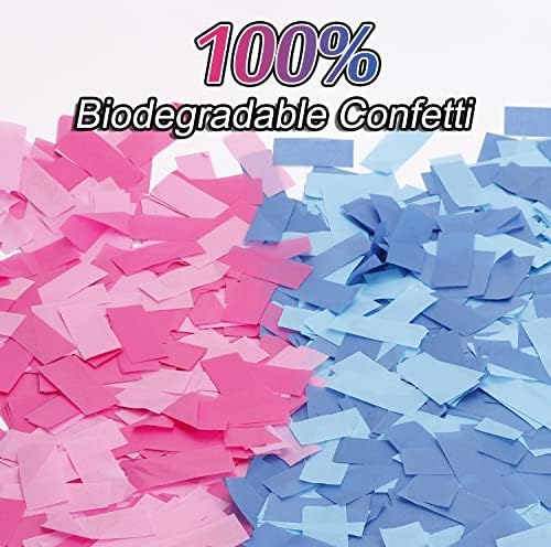 Rod Reveal Confetti Cannon, DOUKEE biorazgradivi Ružičasti ili plavi konfeti Poppers Baby Shower konfeti