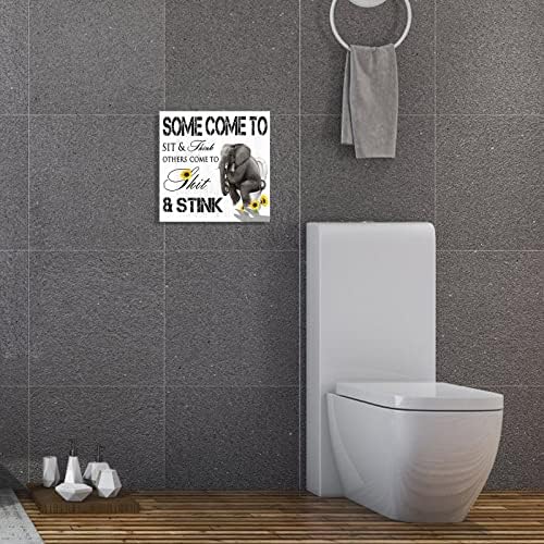 Smiješna platna za kupaonicu Umjetnost: crno bijeli slon sa suncokretovim otiskom slike toaletna dekoracija