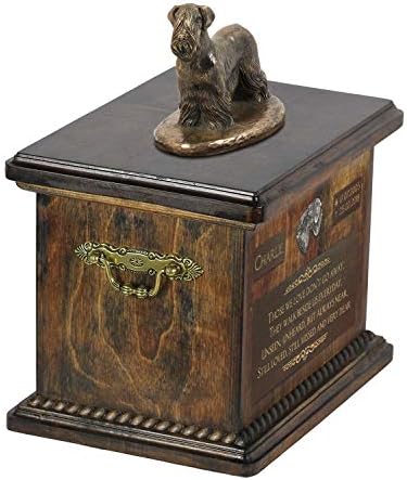 Cesky terijer, urna za spomen pepeo psa sa statuom, imenom i citatom za kućne ljubimce-Artdog personalizovano