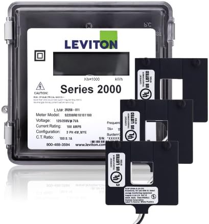 Leviton 2o208-1W serija 2000 120 / 208V 3P4W 100A vanjski KWH metar metara sa 3 Split CORE CTS