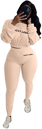 Iymoo Women 2 komada odijelo za duks - rebra s dugim rukavima TOP + mršave duge hlače trenerke jogger set