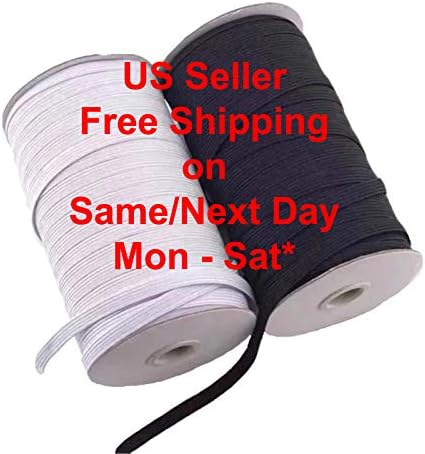 10 metara 1/4 Bijela ili crna ravna pletena elastična traka za šivanje elastičnog niza za Mask Elastic Cord