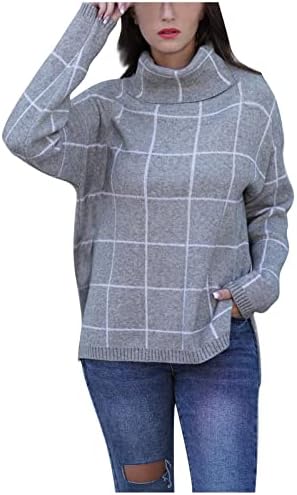 Žene Srednje prorez Dukseri Fleece Turtleneck džemper vrhovi visokog ruba s dugim rukavima džemper pletenog