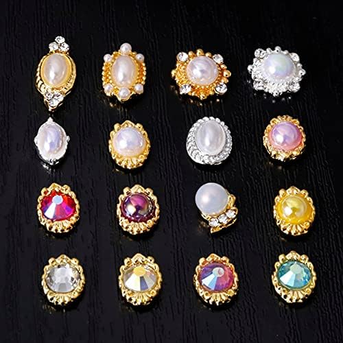 10kom / Set kruna Nail Glitter Diamond Pearls dekoracije metalni 16-oblikovani Nail Art Rhinestones Gems