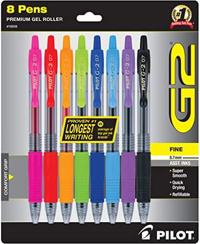 Pilot G2 premium za punjenje i uvlačenje gel tinte, sitna tačka, 8 boja, 8 brojeva i G2 premium punjenje