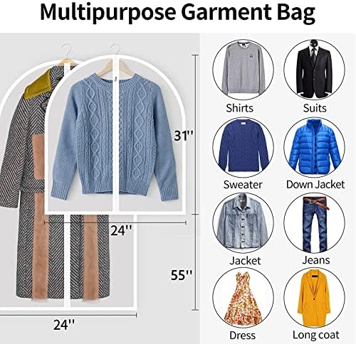 5 paketa torbi za odjeću 31 sa patentnim zatvaračem prozirne torbe za odjeću navlake za odijela lagana vodootporna od prašine s punim poklopcem za odlaganje u ormar