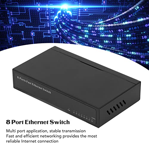 Fafeicy 8 Port Ethernet prekidač, 100240V 5060Hz utikač i reprodukujte mrežni razdjelnik, sa 8 RJ45 mrežnih