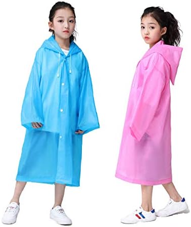 Kids Rain Ponchos, za višekratnu upotrebu za kišni kaputi za 6-12 dječjih dječaka i djevojčica, lagana prijenosna