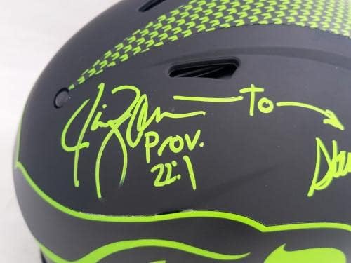 Steve Largent & Jim Zorn sa autogramom Seattle Seahawks Eclipse Black Full Size Authentic Speed Helmet TD