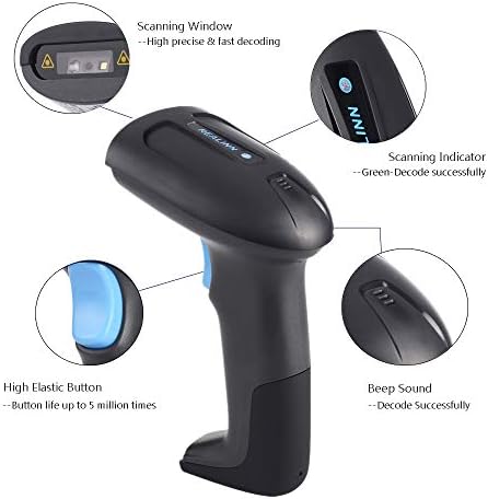 RealInn 2D skener barkoda Kompatibilan je s Bluetooh, Wireless, USB ožičenom funkcijom, prijenosni bežični