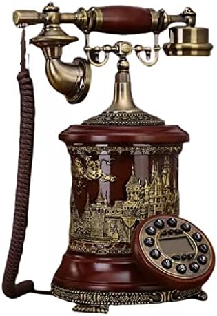 N / A Starinski čvrsti drveni fiksni telefonski biranje cilindričnog fiksnog fiksnog telefona Elektronsko
