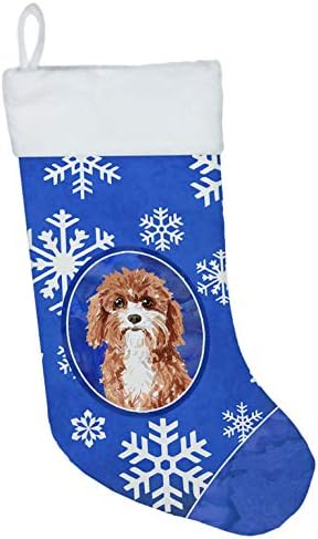 Caroline's bysures CK3919CS kavapoo zimske snežne pahulje božićne čarape, kamin Viseći čarape Božićna sezona
