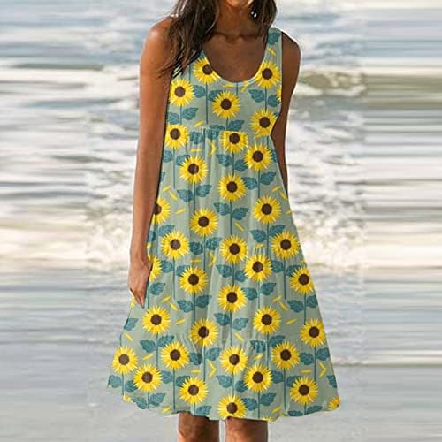 Fqzwong Midi haljine za žene ljetni elegantni odmor na plaži lepršave haljine za sunce Moda Vintage Club