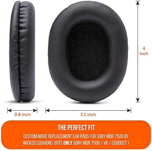 WC Wicked jastuci za zamjenu uši za uši za Sony MDR 7506 | Mekša koža, luksuzna memorijska pjena, neusporedila