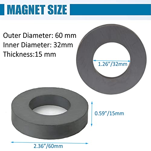 8. razred keramički prsten za krafne Magnet za zanate, od 60 mm x ID 32mm x 15 mm,Magnet za feritni prsten