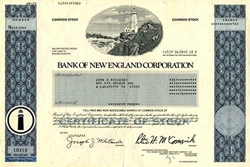 Bank of New England Corporation-Stock Certificate