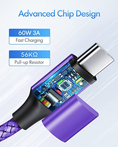 Dugi USB C do USB C kabel 10FT Purple, 2-pakovanje 60W CABLE C do kabela za brzo punjenje, USBC do USBC